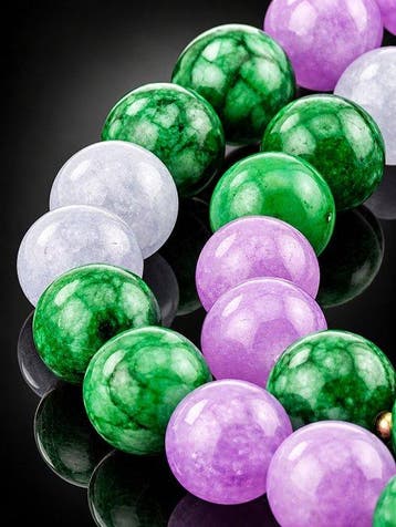 Jade Amethist Aquamarijn Kralenketting - 925 Sterling Zilver