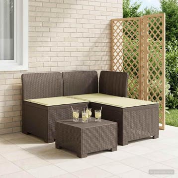 vidaXL 3-Zits Tu bank met Kussens Rattan Look 3-zits PP, Verzenden, Nieuw