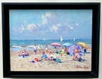 Niek van der Plas (1954) - Een dag aan het strand, Antiek en Kunst