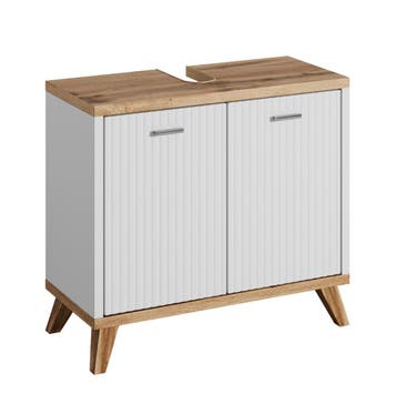 Wastafelkast Colima 60 x 28 x 54 cm Eiken Wit Badkamerkast, Verzenden