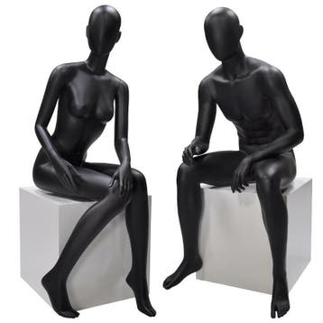 *TIP*  Faceless etalagepop dame &amp; heer zwart  zitte, Ophalen of Verzenden