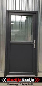 Deur 98x204 antraciet houtnerf voor garage, schuur in stock, Ophalen of Verzenden, Buitendeur