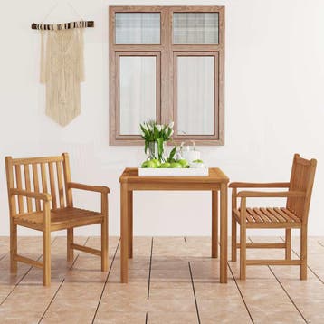vidaXL 3-delige tuinset 80x80 cm massief teakhout, Verzenden, Nieuw, Tuinset
