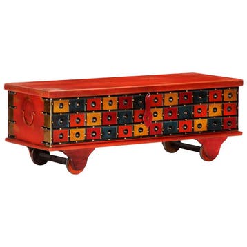 vidaXL Opbergkist 110x40x40 cm massief acaciahout rood, Verzenden, Nieuw