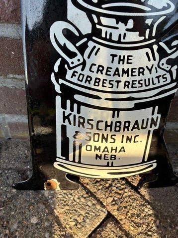 Vintage Amerikaanse zuivel / creamery emaille hanger –