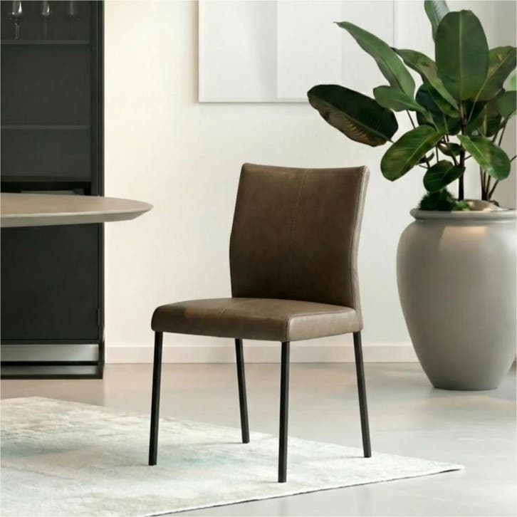 Leren eetkamerstoel Basic - Granada Ash (grijs/bruin) -, Maison & Meubles, Chaises, Enlèvement ou Envoi