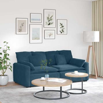 vidaXL Modulaire bank met kussens blauw, Huis en Inrichting, Zetels | Voetbanken en poefs, Verzenden, Nieuw