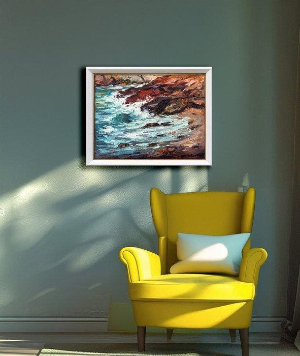 Marta Argentina - Red Cliffs, Antiquités & Art, Art | Peinture | Classique