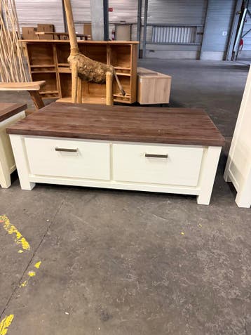 Salontafel landelijk wit + smoke brown (nieuw, outlet), Huis en Inrichting, Nieuw, Overige houtsoorten