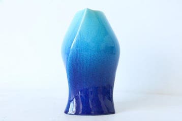 Vaas - Steengoed - Japan - Kobaltblauw turquoise glazuur -