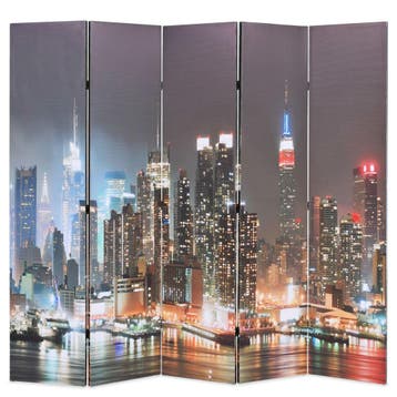 vidaXL Kamerscherm inklapbaar New York bij nacht 200x170 cm, Verzenden, Nieuw