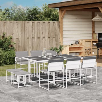 vidaXL 11-delige Tuinset met kussens textileen wit, Verzenden, Tuinset