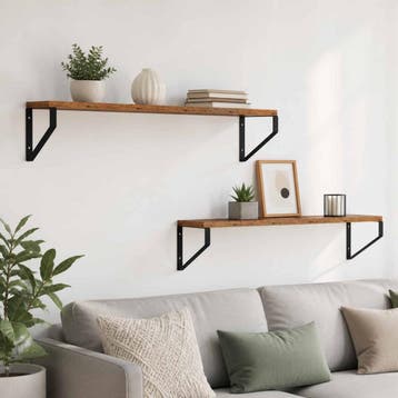 vidaXL Wandplanken 2 st Oud hout 60 x 16 x 15,5 cm, Verzenden, Nieuw