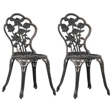 vidaXL Bistrostoelen 2 st gietaluminium bronskleurig, Tuin en Terras, Verzenden, Nieuw