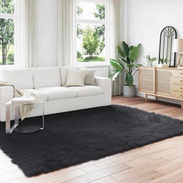 vidaXL Tapijt van imitatie schapenvacht TAFALLA Zwart 200 x, Verzenden, Nieuw