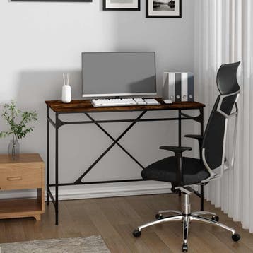 vidaXL Bureau 100x50x75 cm bewerkt hout en ijzer gerookt, Verzenden