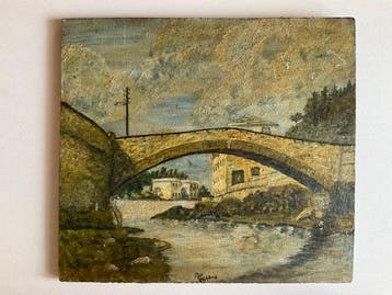 Andrea Favero (1837-1912) - Paesaggio fluviale, Antiek en Kunst