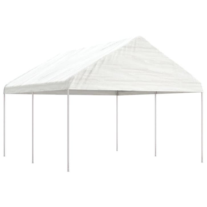 vidaXL Prieel met dak 4,46x4,08x3,22 m polyetheen wit, Jardin & Terrasse, Tonnelles, Envoi