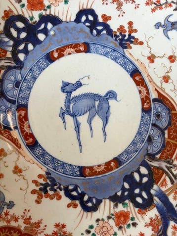 Schotel - Porselein - Groot bord Imari uit de 19e eeuw, Antiek en Kunst