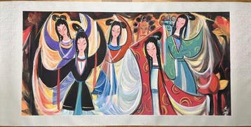INK AND COLOR ON PAPER PAINTINGPeking Opera