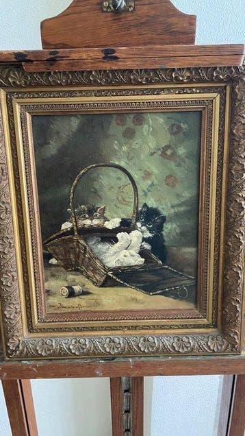 Hollandse school (XX) naar Henriette Ronner - Spelende