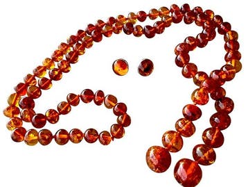 Argent, Amber - Ensemble de bijoux 2 pièces - collier et