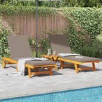 vidaXL Ligstoel 2-persoon 3 pcs Bruin Massief Acacia Hout, Tuin en Terras, Verzenden, Nieuw