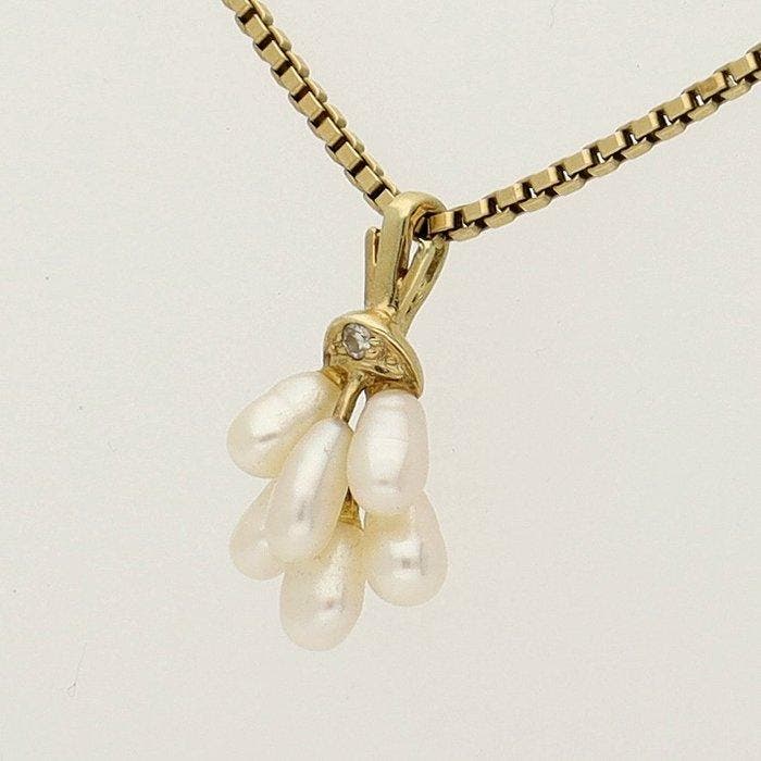 Ketting met hanger - 14 karaat Geel goud - Zoetwater parels, Bijoux, Sacs & Beauté, Bijoux anciens