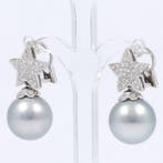 Oorbellen - 18 karaat Witgoud Diamant (Natuurlijk) - Parel, Nieuw