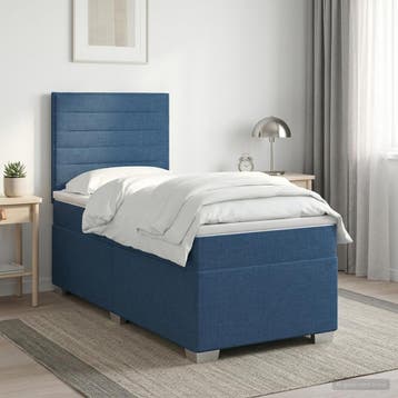 vidaXL Boxspringbed met matras met hoofdeinde Blauw 90 x 200, Verzenden