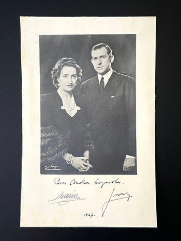 Autógrafo - Juan de Borbón y María de las Mercedes. Firma,
