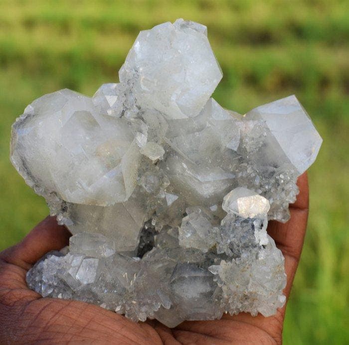 Apophylliet Kristallen op Stilbiet. Kristal op matrix -, Verzamelen, Mineralen en Fossielen