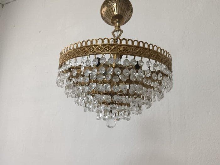 Lampe - Élégante lampe de plafond en panier – Bronze doré et, Antiquités & Art, Antiquités | Éclairage