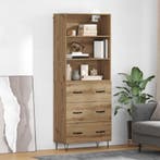 vidaXL Highboard met lade 2 pcs Artisan Eiken Bewerkt hout, Huis en Inrichting, Kasten | Dressoirs, Verzenden, Nieuw