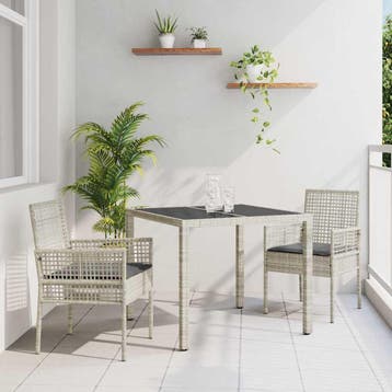 vidaXL Tuin Eettafel Set 3 st Lichtgrijs poly rattan, Verzenden, Nieuw