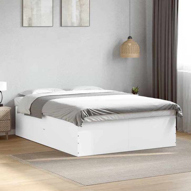 vidaXL Bedframe bewerkt hout wit 160x200 cm, Huis en Inrichting, Slaapkamer | Bedden, Nieuw, Verzenden