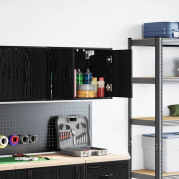 vidaXL Garagewandkast spaanplaat zwart, Verzenden