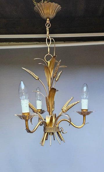 Lustre - Métal doré / aspect laiton - lustre, Antiquités & Art