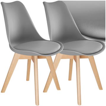 Eetkamerstoelen Frederikke - grijs, Set van 2, Huis en Inrichting, Verzenden, Nieuw