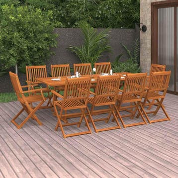 vidaXL 11-delige Tuinset 220x90x75 cm massief acaciahout, Verzenden, Tuinset