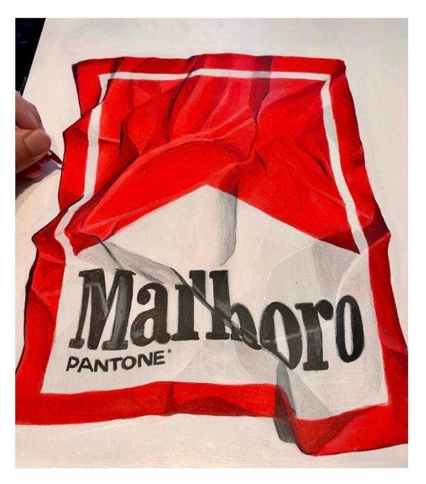 Antonio Valenzuela - Red Marlboro, Antiek en Kunst, Kunst | Schilderijen | Modern