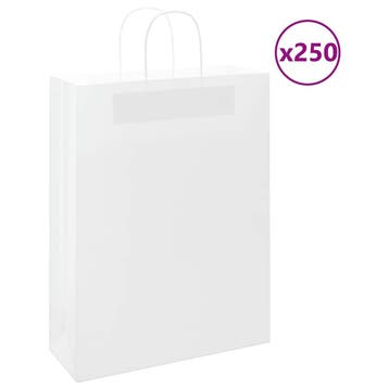 vidaXL Papieren zakken 250 st met hengsels 32x12x42 cm wit, Divers, Emballage cadeau, Verzenden