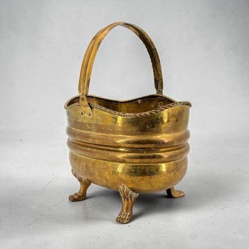 Jardinière - Néogothique - Laiton doré - Pattes de Léon
