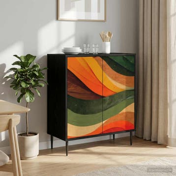 vidaXL Dressoir BONN Zwart eiken 69 x 33 x 76 cm Bewerkt, Verzenden