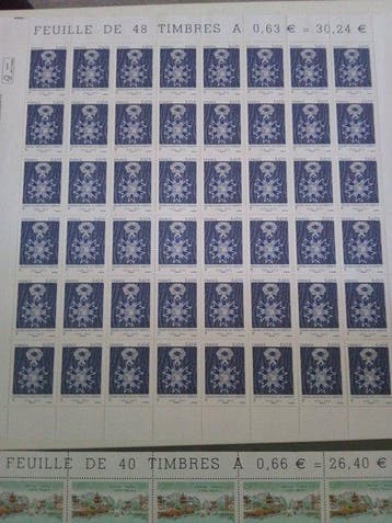 Frankrijk - Lot zegelbladen MNH Frankrijk in euros,