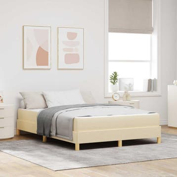 vidaXL Boxspring bed met matras Crème 160 x 200 cm Stof, Verzenden, Nieuw