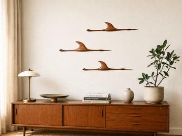 Wanddecoratie - Een set van drie reigers / vogels - 60 cm! -