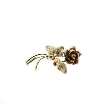 Vintage bicolor gouden broche van een roos, Handtassen en Accessoires, Ophalen of Verzenden, Gebruikt, Goud, Goud