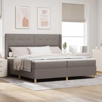 vidaXL Boxspring bed met LED-stripverlichting Taupe 200 x, Verzenden, Nieuw