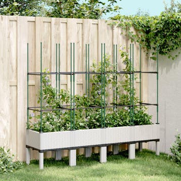 vidaXL Plantenbak met latwerk 160x40x142,5 cm polypropeen, Verzenden
